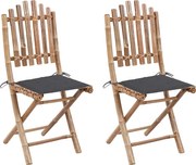 vidaXL Cadeiras de jardim dobráveis c/ almofadões 2 pcs bambu