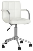vidaXL Cadeira de jantar giratória couro artificial branco