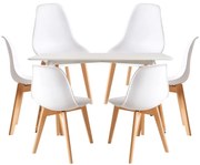 Conjunto Mesa Tower Retangular 120 x 80 cm Branca e Pack 6 Cadeiras Kelen - Branco