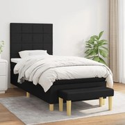 vidaXL Cama com molas/colchão 100x200 cm tecido preto