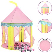 Tenda de brincar infantil com 250 bolas 100x100x127 cm rosa