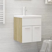 vidaXL Armário lavatório derivados de madeira branco/carvalho sonoma