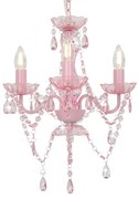 Lustre com contas redondo 3 x E14 cor-de-rosa