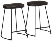 vidaXL Banquetas de Bar 2 pcs Pretas Madeira Maciça de Mangueira