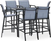 vidaXL 7 pcs conjunto de bar para jardim preto e cinzento