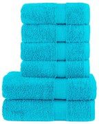 vidaXL 6pcs Conjunto toalhas banho premium SOLUND 600 gsm turquesa