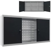 Armário ferramentas parede industrial metal cinzento e preto