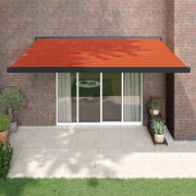 Toldo retrátil 4x3 m tecido e alumínio laranja e castanho