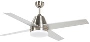 HOMCOM Ventoinha de Teto com Luz 46W Ø129 cm com 4 Lâminas Reversíveis Controlo Remoto 6 Velocidades e Temporizador Prata