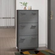 vidaXL Sapateira HAMAR 59,5x35x117 cm pinho maciço cinza-escuro