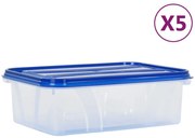 vidaXL Recipientes para alimentos com tampas 5 pcs PP