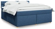 vidaXL Cama com molas/colchão 180x200 cm tecido azul