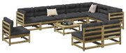 vidaXL 11 pcs conjunto sofás de jardim madeira de pinho impregnada