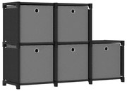 vidaXL Unidade prateleira 5 cubos c/ caixas 103x30x72,5cm tecido preto