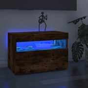 vidaXL Móvel de TV com luzes LED 60x35x40 cm carvalho fumado