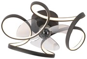 Ventilador de teto preto 55cm incl. LED regulável com controle remoto - Mandy Design