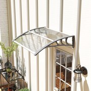 Marquise para Portas e Janelas 100x75 cm Toldo de Proteção contra Sol e Chuva com Cobertura de Policarbonato e Barra de Alumínio Transparente