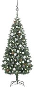 vidaXL Árvore Natal artificial pré-iluminada c/ bolas e pinhas 180 cm