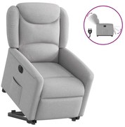 vidaXL Poltrona reclinável elevatória elétrica tecido cinzento-nublado