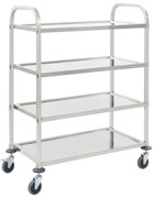 vidaXL Carrinho de cozinha de 4 níveis 107x55x125 cm aço inoxidável