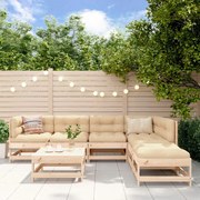 7 pcs conjunto lounge jardim c/ almofadões madeira maciça