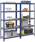 vidaXL Prateleiras de armazenamento de 5 camadas 2 pcs aço azul