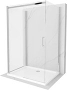 Mexen Omega-3S cabine de duche de 3 paredes, de correr 100x80 cm, transparente, cromado + base Flat - 825-100-080-01-00-3s-4010