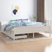 Estrutura de cama com 2 gavetas 180x200 cm pinho maciço branco