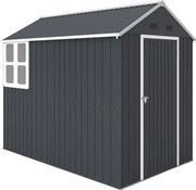 Outsunny Abrigo de jardim, casa de ferramentas metálica, porta dupla, janela, 259x172x222 cm, Cinza/Branco | Aosom Portugal