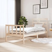 vidaXL Estrutura de cama pequena solteiro 75x190 cm pinho maciço