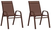 vidaXL Cadeiras de jardim empilháveis 2 pcs textilene castanho