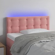 Cabeceira de cama c/ luzes LED veludo 100x5x78/88 cm rosa