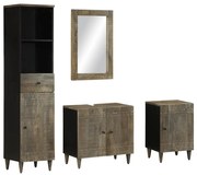 vidaXL 4 pcs conj. móveis p/ casa de banho madeira de mangueira maciça