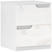 HOMCOM Mesa de Cabeceira Moderna Mesa de Cabeceira com Gavetas Mesa Auxiliar para Dormitório Sala de Estar 40x40x48 cm Branco