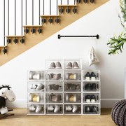 Conjunto de 18 caixas de sapatos empilháveis Transparente + branco