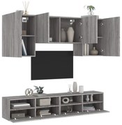 vidaXL 5 pcs móveis de parede p/ TV derivados de madeira cinza sonoma