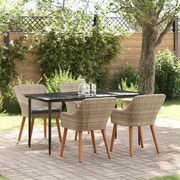 vidaXL Conjunto de sala de jantar 5 pcs Cinza claro e preto Largo