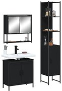 3 pcs conjunto móveis casa de banho derivados de madeira preto