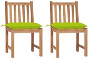 vidaXL Cadeiras de jardim c/ almofadões 2 pcs madeira de teca maciça