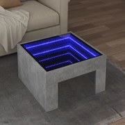 vidaXL Mesa de centro luzes LED Infinity 50x50x30 cm cinzento cimento