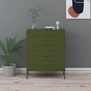 vidaXL Cómoda/aparador com gavetas aço 80x35x101,5 cm verde-azeitona