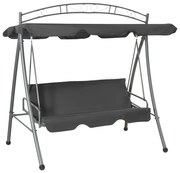 vidaXL Baloiço jardim convertível + toldo 198x120x205cm aço antracite