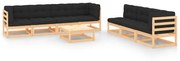 vidaXL 8 pcs conjunto lounge de jardim c/ almofadões pinho maciço