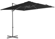 Guarda-sol cantilever com poste de aço 250x250 cm preto