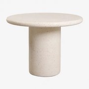 Mesa De Jardim Redonda Em Cimento Emiria Ø100 Cm & Terraço Bege Creme - Sklum