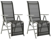 vidaXL Cadeiras jardim reclináveis 2 pcs textilene e alumínio prateado