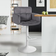 Banco de bar Los Angeles em veludo com estrutura branca 93-113 x 60 x 56 cm Cinzento escuro