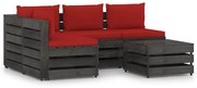 5 pcs conj. lounge jardim + almofadões madeira impreg. cinzento