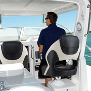 Assento de barco desportivo dobrável com encosto de 53 cm de altura e encosto estofado em couro PVC impermeável Preto