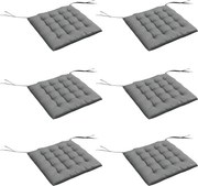 Outsunny Conjunto de 6 Almofadas para Cadeiras de Jantar 40x40 cm 6 Unidades Almofadas para Cadeiras de Jardim Acolchoadas com Fitas Cinzento | Aosom Portugal